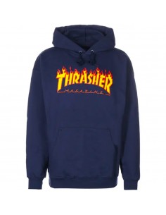 THRASHER Flame Sweat A Capuche - Bleu Marine