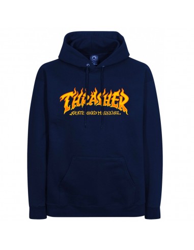 THRASHER Fire Logo Hood Sweat A Capuche - Navy