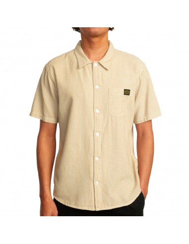 RVCA Dayshift Blue Stripe Short Sleeve Button Up Shirt