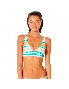 RIP CURL Summer Palm Revo Halter - Light Aqua - Haut de bikini reversible