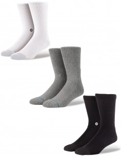 STANCE Icon 3-pack - Blanc/Gris/Noir - Chaussettes