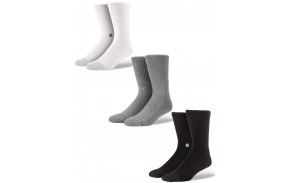 STANCE Icon 3-pack - Blanc/Gris/Noir - Chaussettes