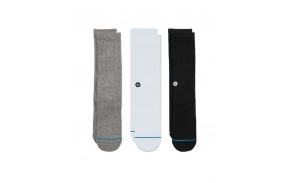 STANCE Icon 3-pack - Blanc/Gris/Noir - Chaussettes (couleur)