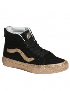 VANS Kids SK8-Hi Zip Party Glitter - Black/Gold - Chaussures Enfants