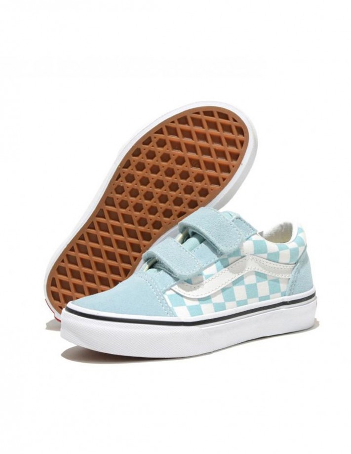 VANS Old Skool V Theory Checkerboard Canal Azul Calzado Infantil