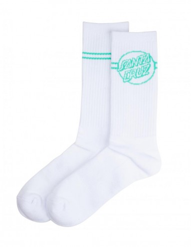 SANTA CRUZ Opus Dot Stripe - White/Jade Green - Chaussettes