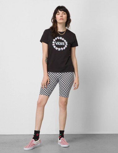 VANS Flying V Print - Black/White Checkerboard - Legging Short Femmes