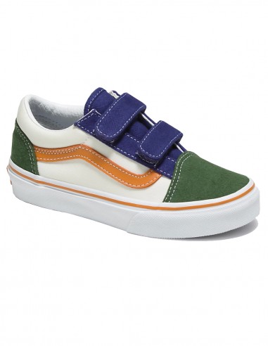 VANS Old Skool V - Twill Block Multi/True White - Chaussures Enfants