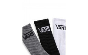 VANS Classic Crew Pack de 3 - Blanc/Gris/Noir - Chaussettes Kids