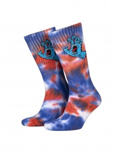 SANTA CRUZ Screaming Hand Tie Dye - White/Cobalt/Astro Dust - Chaussettes