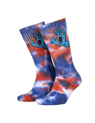 SANTA CRUZ Screaming Hand Tie Dye - White/Cobalt/Astro Dust - Chaussettes