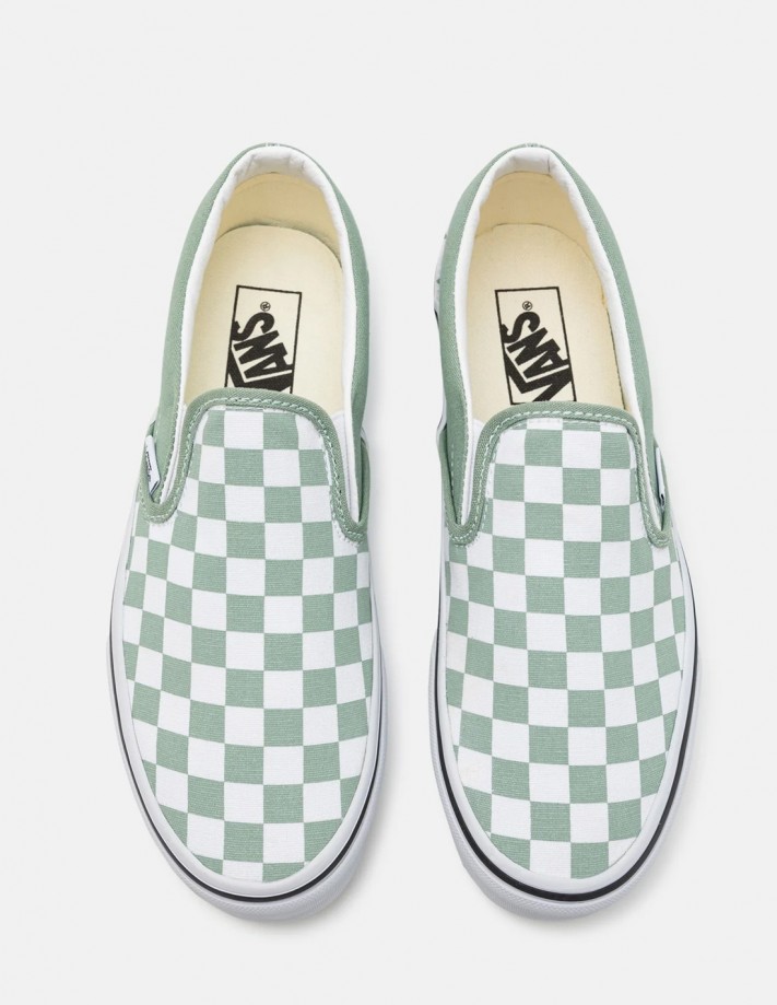 VANS Classic Slip On Color Theory Checkerboard Iceberg Green Schuhe von skate