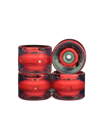 SUNSET Flare Led wheels 59mm - Rouge - Roues de longboard