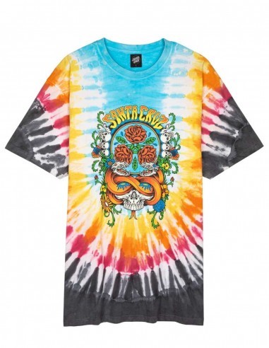 SANTA CRUZ Dressen Rose Crew Three Front - Black Rainbow - T-Shirt