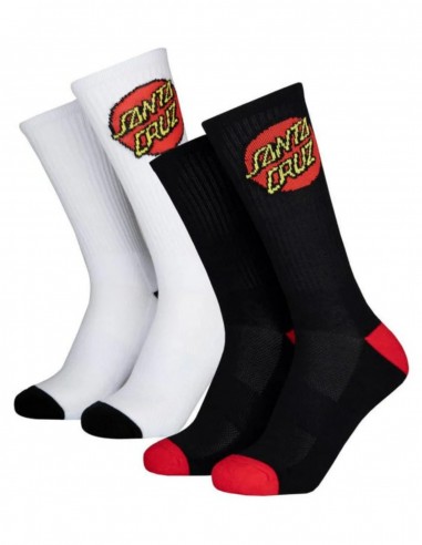 SANTA CRUZ Classic Dot - White/Black - Pack of 2 - Children's Socks