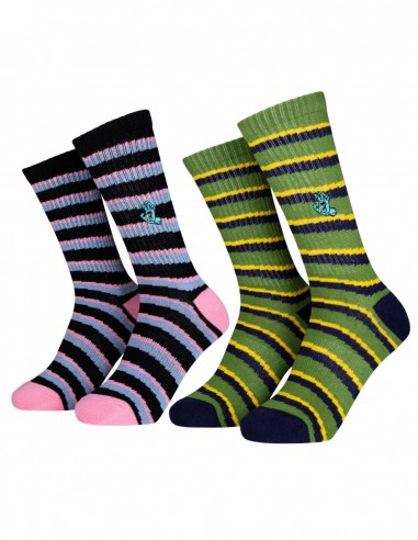 SANTA CRUZ Women Mini Hand - Assorted Wave Stripes - 2er-Pack - Socken