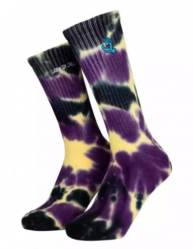 SANTA CRUZ Screaming Mini Hand - Purple/Yellow/Black Tie Dye - Socks