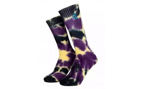 SANTA CRUZ Screaming Mini Hand - Purple/Yellow/Black Tie Dye - Socks