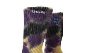 SANTA CRUZ Screaming Mini Hand - Purple/Yellow/Black Tie Dye - Socks