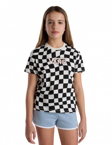 VANS Warped 66 Check Crew - Black/Marshmallow - Kinder T-Shirt